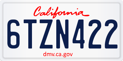 CA license plate 6TZN422