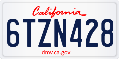 CA license plate 6TZN428