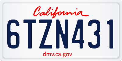 CA license plate 6TZN431