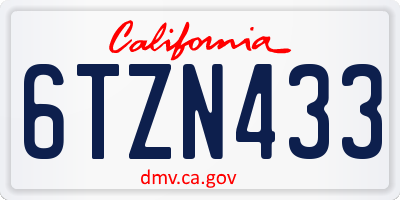 CA license plate 6TZN433