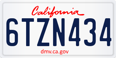 CA license plate 6TZN434