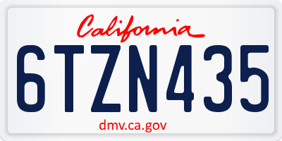 CA license plate 6TZN435