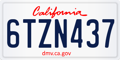 CA license plate 6TZN437
