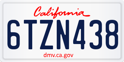 CA license plate 6TZN438