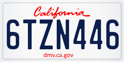 CA license plate 6TZN446