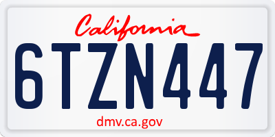 CA license plate 6TZN447
