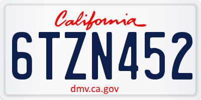 CA license plate 6TZN452