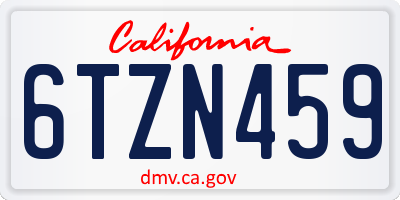 CA license plate 6TZN459