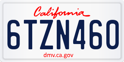CA license plate 6TZN460