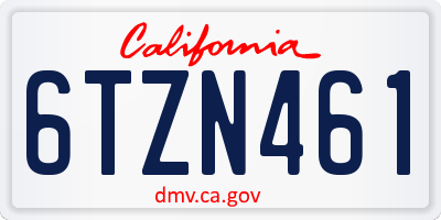 CA license plate 6TZN461
