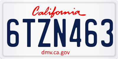 CA license plate 6TZN463