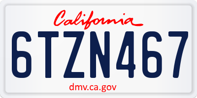 CA license plate 6TZN467