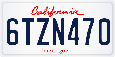 CA license plate 6TZN470