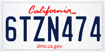 CA license plate 6TZN474