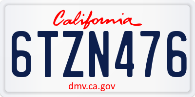 CA license plate 6TZN476