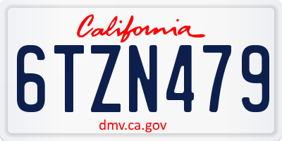 CA license plate 6TZN479