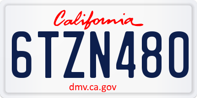 CA license plate 6TZN480
