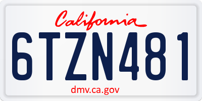 CA license plate 6TZN481