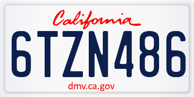 CA license plate 6TZN486