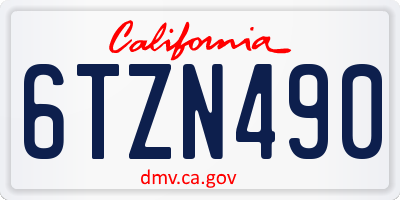 CA license plate 6TZN490