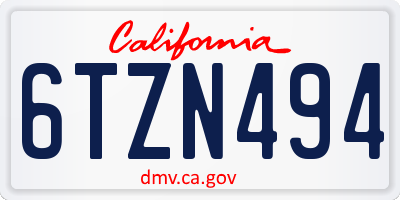 CA license plate 6TZN494