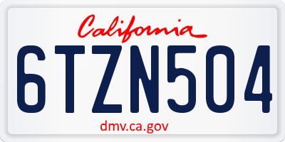 CA license plate 6TZN504