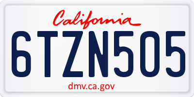 CA license plate 6TZN505