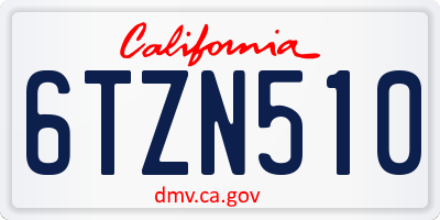CA license plate 6TZN510