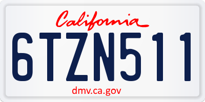 CA license plate 6TZN511
