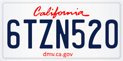 CA license plate 6TZN520