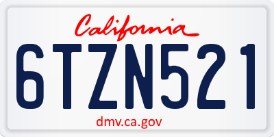 CA license plate 6TZN521