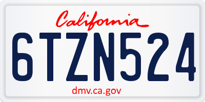 CA license plate 6TZN524