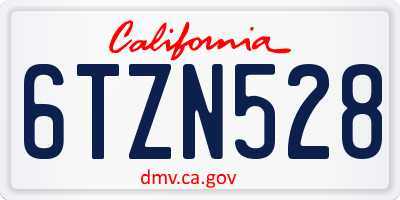 CA license plate 6TZN528