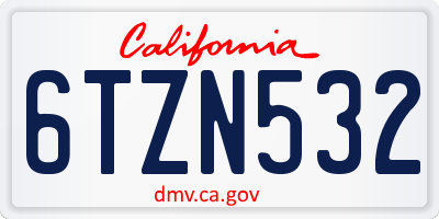 CA license plate 6TZN532