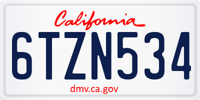 CA license plate 6TZN534
