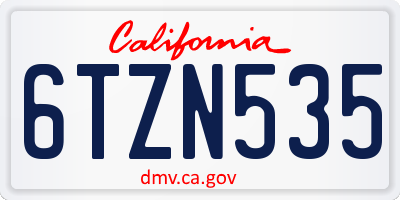 CA license plate 6TZN535