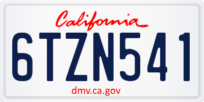 CA license plate 6TZN541