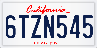 CA license plate 6TZN545