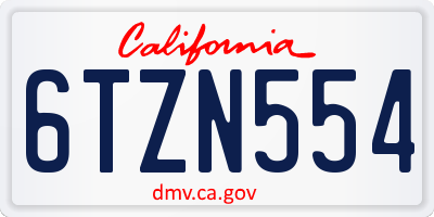 CA license plate 6TZN554