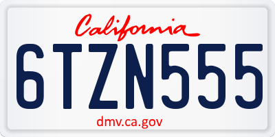 CA license plate 6TZN555