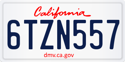 CA license plate 6TZN557