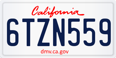 CA license plate 6TZN559