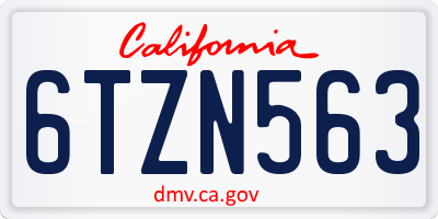 CA license plate 6TZN563