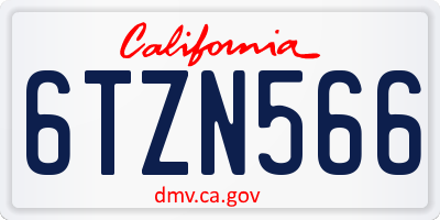CA license plate 6TZN566