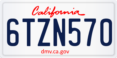 CA license plate 6TZN570