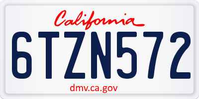 CA license plate 6TZN572