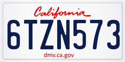 CA license plate 6TZN573