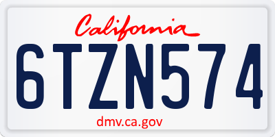 CA license plate 6TZN574