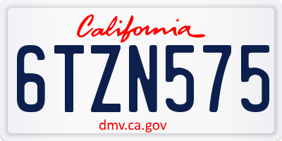CA license plate 6TZN575