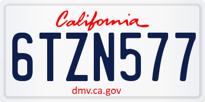 CA license plate 6TZN577